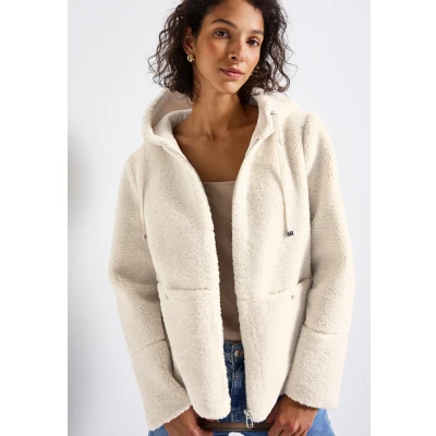 Afbeelding van Street One MIT Kapuze Fleecejas, Dames, Maat: 42, Beige