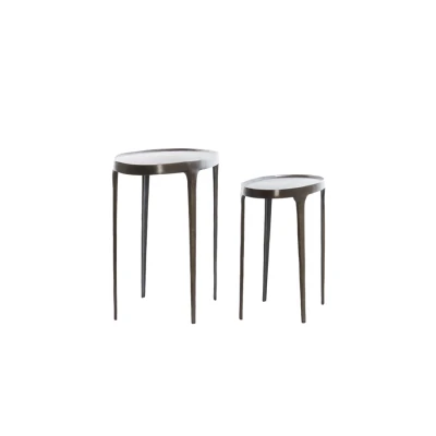 Afbeelding van Light &amp; Living Bijzettafel ARICA 70x33x53cm Bruin Set van 2