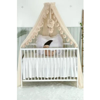 Afbeelding van Baby Fancyroom Bedhemel voor babybed, babywieg, muggennet, hemel, babykamer decoratie, luifel kinderkamer, van hoogwaardige tule (lichtbeige)