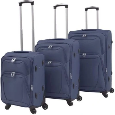 Image de vidaXL Jeu de valises souples 3 pcs Bleu marine91317