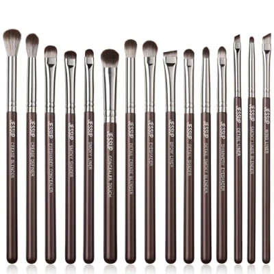 Afbeelding van Jessup T499 15 stuks professionele oogmake up kwasten bruin oogschaduw wenkbrauw concealer eyeliner blender