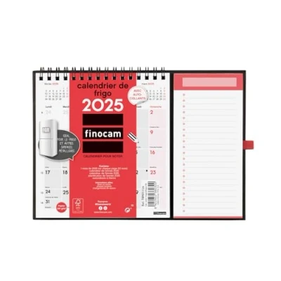Image de Finocam Calendrier Neutre avec Aimant pour écrire 2025 1 mois par page Janvier Décembre (12 mois) Français