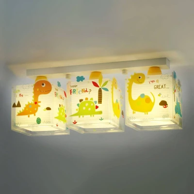 Afbeelding van Plafondlamp voor kinderen, 3 lampen, dino, dinosaurus, dieren, 1 stuk, meerkleurig