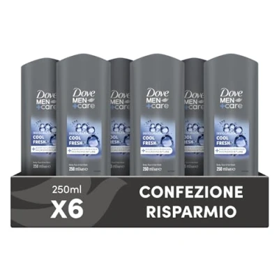 Image de Dove, douche Dove Men+Care Cool Fresh, pour homme 3 en 1 hydratant corps, visage et cheveux, avec technologie MicroMoisture, donne 24 heures d&#039;hydratation, 6 pièces de 250 ml