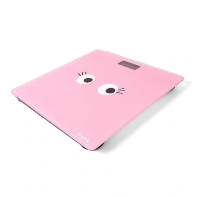 Afbeelding van Fisura Digitale personenweegschaal &quot;roze ogen&quot; glazen tot 180 kg en 50 gr precisie, step on technologie. 30 x cm