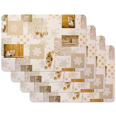 Afbeelding van Venilia SNOW 59067 Placemat, 45 x 30 cm, 4 delig, antislip, hittebestendig, van polypropyleen