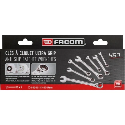 Image de FACOM 467B.J7PB Clé à cliquet antidérapante 8 19 mm en coffret 7 pièces