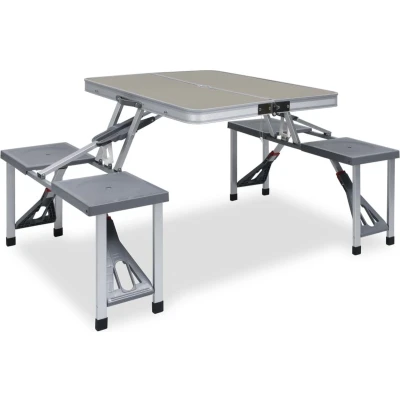 Afbeelding van Campingtafel inklapbaar met 4 zitjes staal en aluminium
