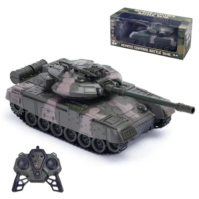 Afbeelding van RC tank op schaal 1:16 2,4 GHz afstand bestuurbaar militair speelgoed met realistische geluiden en lichten, kinderen volwassenen
