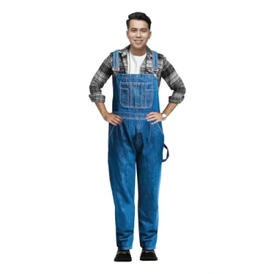 Afbeelding van GREAT BIKERS GEAR Denim tuinbroek voor heren met grote en hoge bretels Pro Heavy Duty Mario Cargo sleutels, Lichtblauw