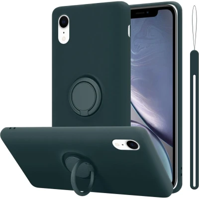 Afbeelding van Cadorabo Hoesje geschikt voor Apple iPhone XR in LIQUID GROEN Beschermhoes van flexibel TPU silicone Case Cover met ring