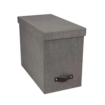 Image de Boite archives 8 dossiers suspendus Johan canvas toilée et poignée cuir brun 9441/C64 Carton 26.5 cm Gris 35x18.5