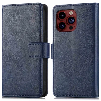 Afbeelding van iMoshion Hoesje Met Pasjeshouder Geschikt voor iPhone 15 Pro Luxe Bookcase Donkerblauw