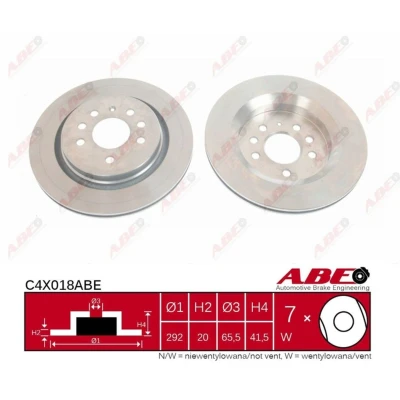 Afbeelding van ABE C4X018ABE Remschijf Achteras 292 20 7 110 Geventileerd OPEL: Vectra C Saloon, Caravan, CC, SAAB: 9 3 Convertible