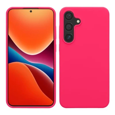 Afbeelding van kwmobile telefoonhoesje geschikt voor Samsung Galaxy S24 Plus Hoesje met siliconen coating Smartphone case in neon roze