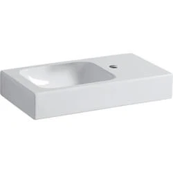 Afbeelding van Geberit iCon fontein bak links wit (53 x 31 cm) 1 kraangat, zonder