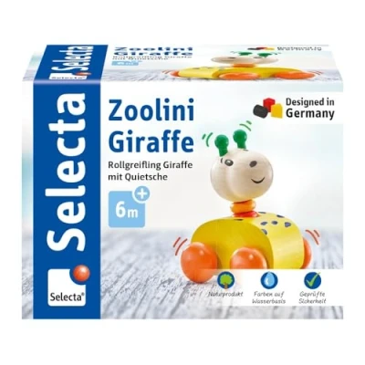 Afbeelding van Selecta Speelgoedauto Zoolini Giraffe Junior 7 Cm Hout Geel