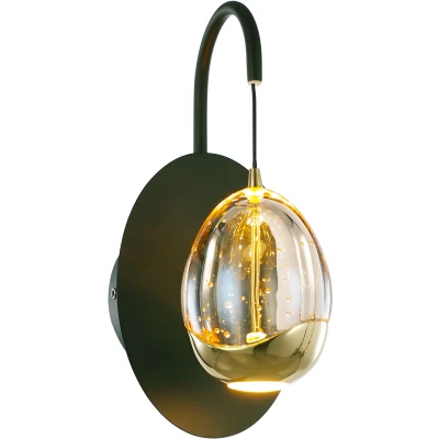 Afbeelding van Highlight Wandlamp Golden Egg Zwart/Goud Goud 28,00cm x 13,00cm