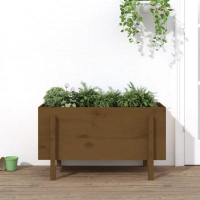 Afbeelding van Plantenbak verhoogd 101x50x57 cm massief grenenhout honingbruin