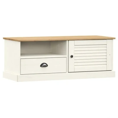 Afbeelding van Tv meubel VIGO 106x40x40 cm massief grenenhout wit