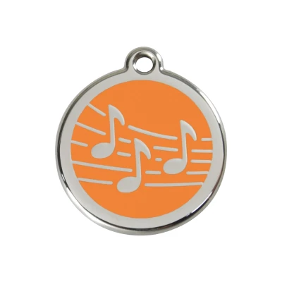 Afbeelding van Music Orange roestvrijstalen hondenpenning medium/gemiddeld dia. 3 cm RedDingo