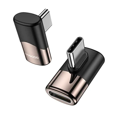 Afbeelding van MOGOOD USB C 90 graden haakse adapter (2 stuks), stekker naar bus rechte hoekconnector voor Steam Deck accessoires, MacBook Pro, iPad tablet, telefoons, Nintendo Switch enz
