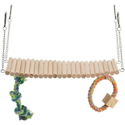 Afbeelding van Trixie hangbrug hout met flos speelgoed (30X17X9 CM)