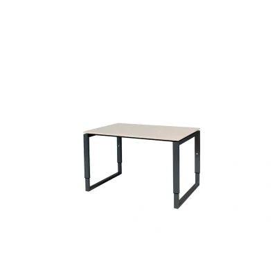 Afbeelding van Domino Plus bureau, hoogte instelbaar (62 85cm) met 120x80cm &#039;zwevend&#039; robson eiken 25mm blad en zwart (RAL9011) O poot frame