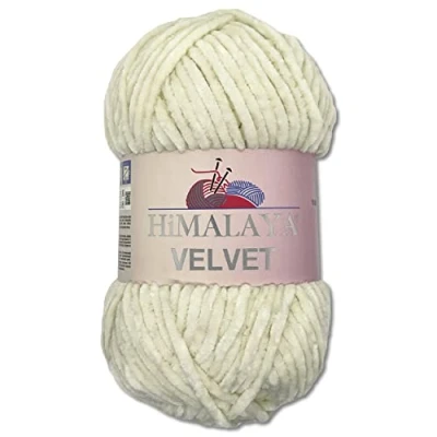 Afbeelding van Wohnkult Himalaya Velvet Dolfijnwol, 100 g, 40 kleuren om uit te kiezen, chenille breigaren, wollig en glanzend, voor accessoires, kleding dekens (90008), vanille