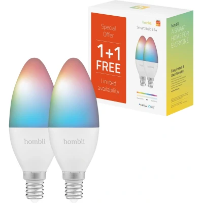 Afbeelding van Hombli Smart Ledlamp Kaars E14 385 lm RGB + CCT 1+1 Gratis