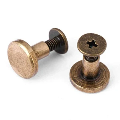 Afbeelding van 20 sets messing met platte kop, schroefklinknagels Walfront bronzen spijker, doe het zelf lederen ambacht metalen klinknagel voor riem hoek schoenen decoratie (8 mm)