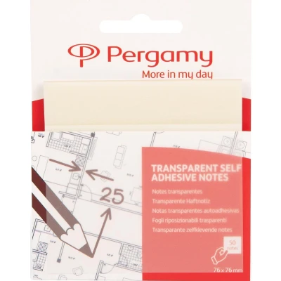 Afbeelding van Pergamy transparante notes, ft 76 x mm, 50 vel, wit memoblok
