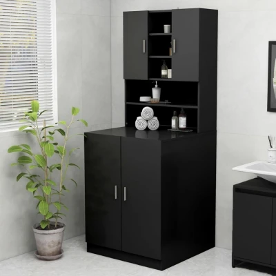 Afbeelding van Wasmachinekast 70,5x25,5x90 cm zwart