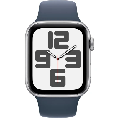 Afbeelding van Apple Watch SE 2023 44mm Zilver (Blauwe Siliconenband S/M)