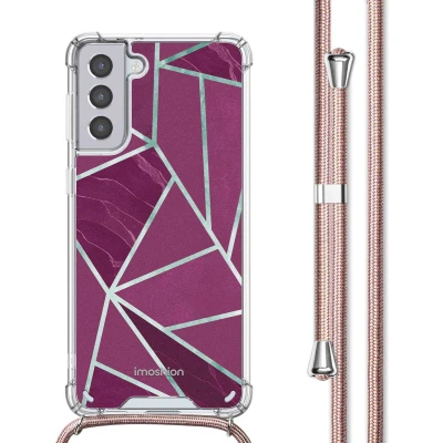 Afbeelding van imoshion Hoesje Geschikt voor Samsung Galaxy S21 met Koord Design Meerkleurig / Bordeaux Graphic