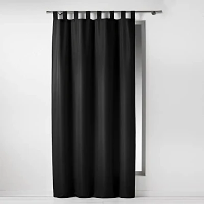 Image de Douceur d&#039;intérieur 1600832 rideau à passants polyester uni essentiel noir 140 x 260 cm