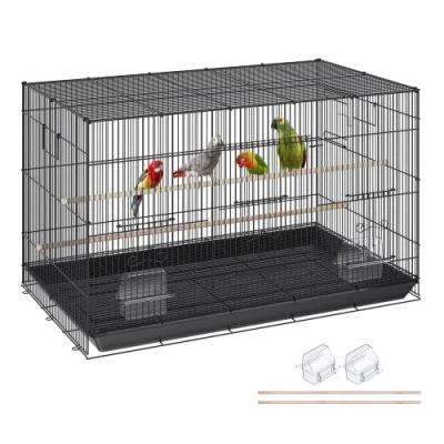 Image de VEVOR Cage à Oiseau, 76x46x45,5 cm Oiseaux en Métal avec Poignée Latérale Portable Porte Sécurisée Plateau Détachable Perchoirs Mangeoires pour Petits Perruches Calopsittes Perroquets
