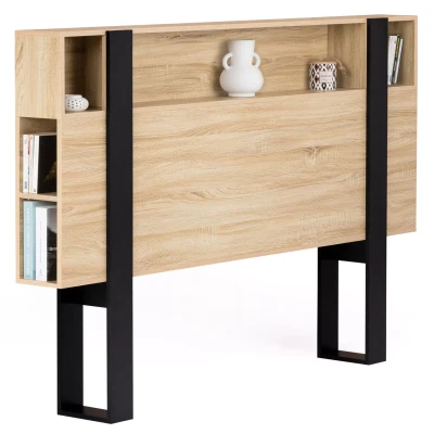 Afbeelding van Tête de lit PHOENIX 160 CM avec rangements bois et noir