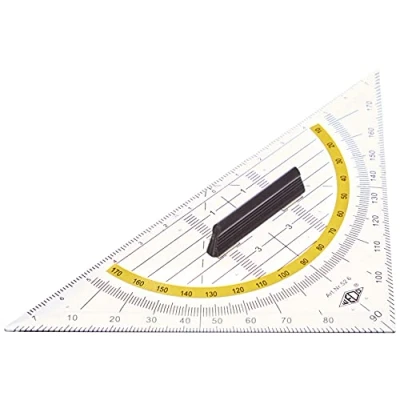 Afbeelding van Wedo 526 geometrische driehoek 16 cm, kunststof, afneembare handgreep, hypotenuse, facetten, inkt, transparant