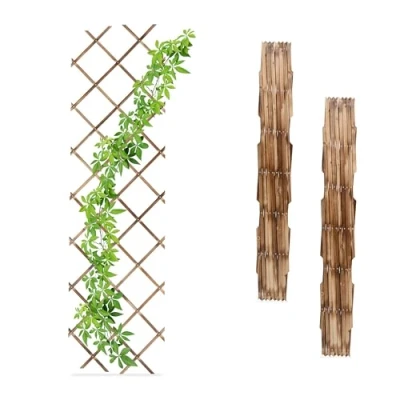 Afbeelding van trellis hout set van 3 180 x 60 cm muur klimplanten gevlamd