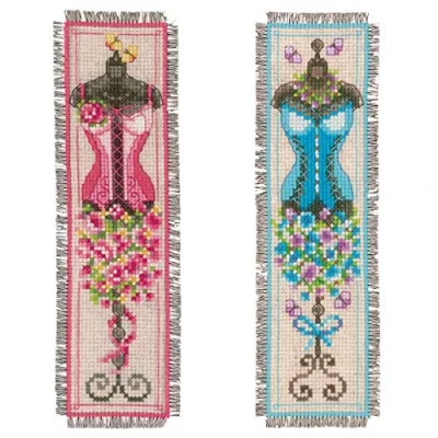 Afbeelding van Bladwijzer kit Retro paspoppen set van 2 Vervaco PN 0155785