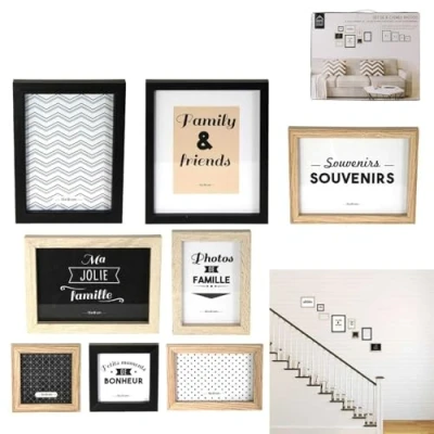 Image de The Home Deco Factory Cadres photos en bois La vie famille (Lot de 8)