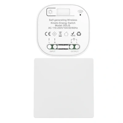 Afbeelding van Cerhot EU draadloze schakelaar zonder batterijen, schakelaarset, zelfvoorzienend, draadloos, batterij, radio, afstandsbediening, thuisverlichting, (EU 1Gang 2V1