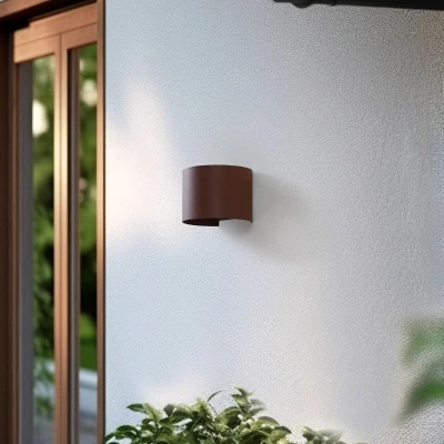 Afbeelding van Lindby Smart LED buitenwandlamp Dara roest rond CCT RGB Tuya