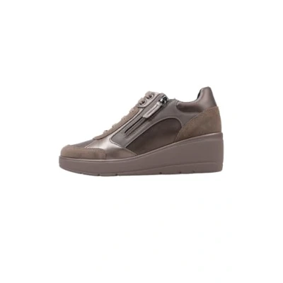 Afbeelding van Geox ILDE Sneakers laag, Dames, Maat: 38, Dark taupe Hoogwaardig imitatieleer