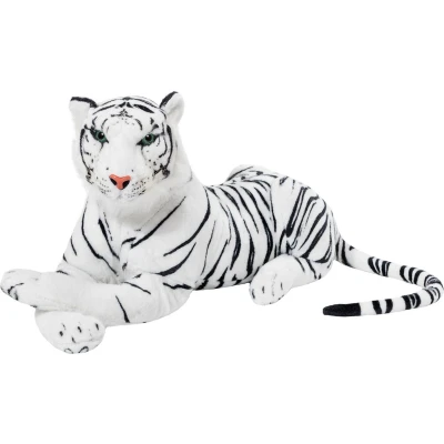 Afbeelding van BRUBAKER Tijger Knuffel 75 cm Liggende Wit