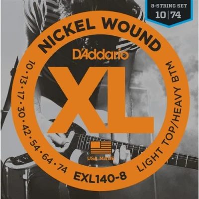 Image de D&#039;Addario EXL140 8, Light Top/Heavy Bottom, 8 cordes, 10 74 Jeu guitare électrique