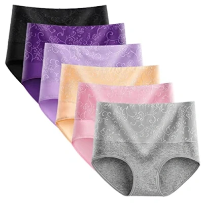 Afbeelding van Yintry 6 damesslips, hoge taille, katoen, stretch slip, Stijl 2