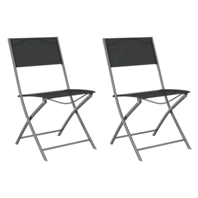 Afbeelding van vidaXL Stoelen voor buiten, inklapbaar, 2 stuks, zwart, staal en textileen