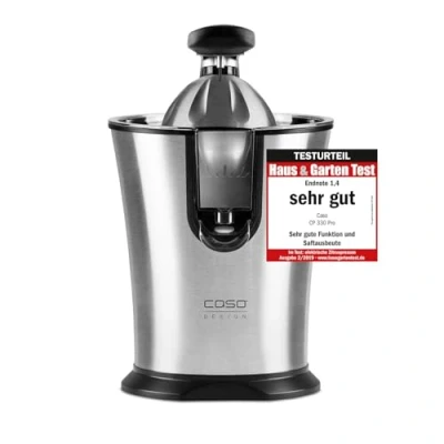 Afbeelding van CASO CP 330 Pro Elektrische en krachtige citruspers met universele perskegel van roestvrij staal, 160 W, voor alle gangbare citrusvruchten, automatische start, BPA vrij